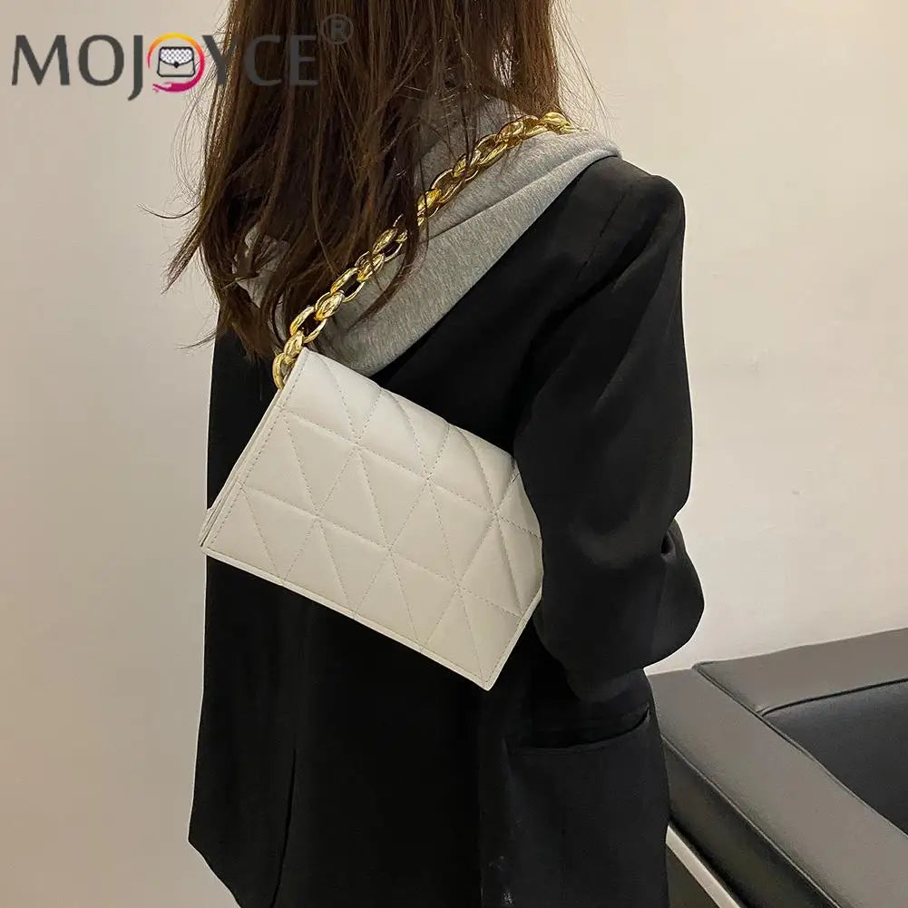 Geometric Pattern Shoulder Bag Acrylic Chain Small Flap Handbag