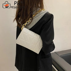 Geometric Pattern Shoulder Bag Acrylic Thick Chain Flap Handbag