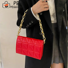 Geometric Pattern Shoulder Bag Acrylic Thick Chain Flap Handbag