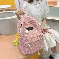 Girl College School Bag Stripe Backpack Casual Women Packbags