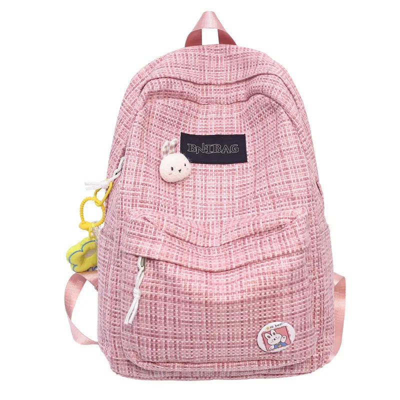Girl College School Bag Stripe Backpack Casual Women Packbags