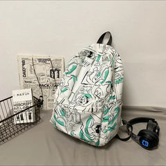 Kids Graffiti Backpack Teens Waterproof Nylon School Bag