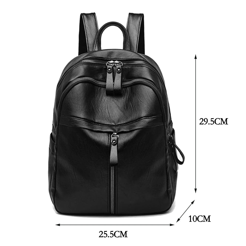 Women PU Leather Shoulder Bag Backpack Travel Handbags Large Capacity