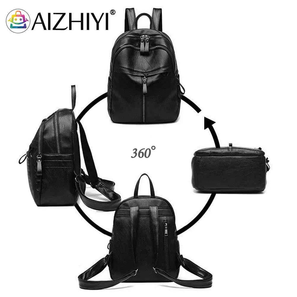 Women PU Leather Shoulder Bag Backpack Travel Handbags Large Capacity
