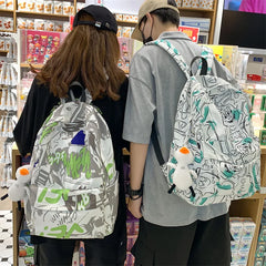 Waterproof Graffiti Backpack for Teenage Girls Student Laptop Travel Bag