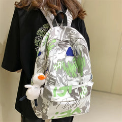 Waterproof Graffiti Backpack for Teenage Girls Student Laptop Travel Bag