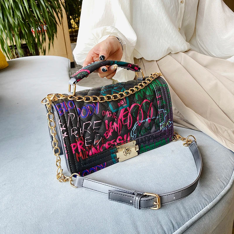 Graffiti Shoulder Bag High Purse Crossbody Satchel
