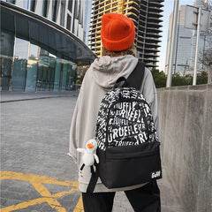 Graffiti Letters Women Backpack Female Waterproof Nylon Travel Bag