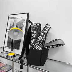 Graffiti Letters Women Backpack Female Waterproof Nylon Travel Bag