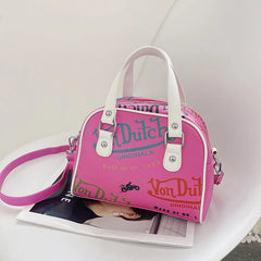 Graffiti Crossbody Shoulder Bag for Women in Pink