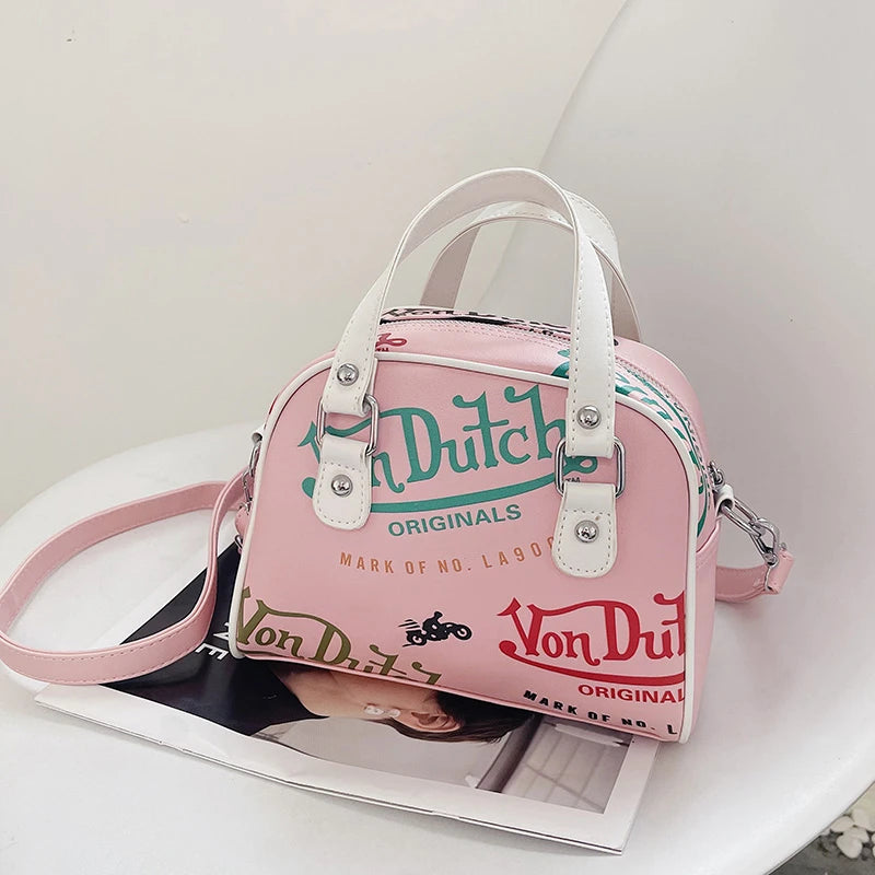 Graffiti Crossbody Shoulder Bag for Women in Pink