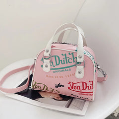 Graffiti Crossbody Shoulder Bag for Women in Pink