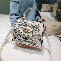 Graffiti Women Handbags PU Leather Small Flap Bag Crossbody Bags for Women