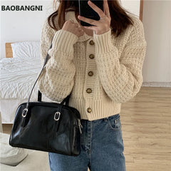 Green PU Leather Women Shoulder Bags Solid Ladies Tote Handbags