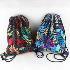 Canvas Drawstring Gym Backpack Travel Shoulder Bag