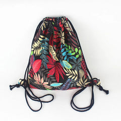 Canvas Drawstring Gym Backpack Travel Shoulder Bag