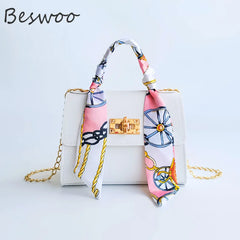 Soft Leather Women Bag with Ribbons Chain Small Shoulder Bag