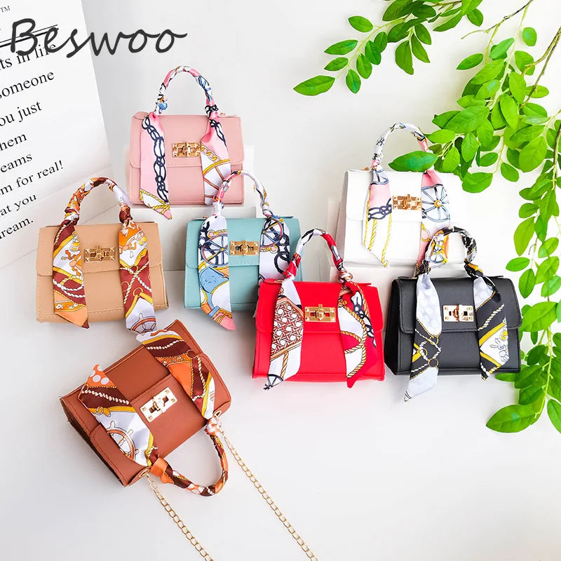 Soft Leather Women Bag with Ribbons Chain Small Shoulder Bag
