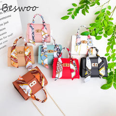 Soft Leather Women Bag with Ribbons Chain Small Shoulder Bag