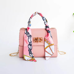 Soft Leather Women Bag with Ribbons Chain Small Shoulder Bag