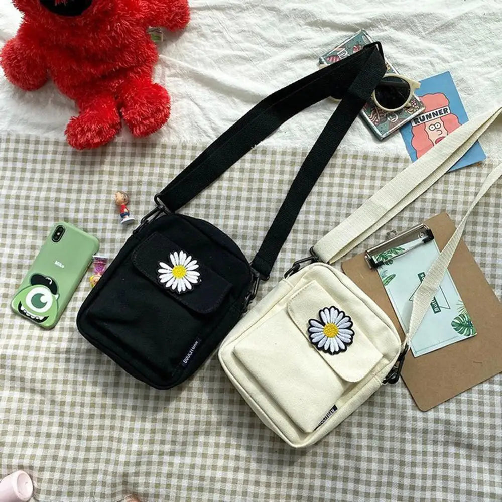 Mini Canvas Shoulder Bag Daisy Small Cotton Handbag Totes Ladies
