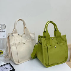 Canvas Casual Tote Shoulder Bag for Women Solid Crossbody