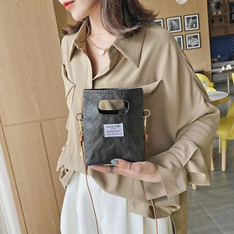 Japanese Style PU Handbag with Short Handles Women Shopper Bag