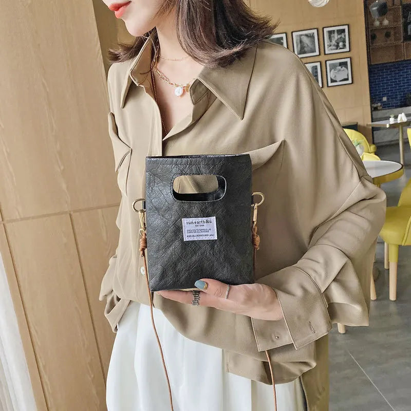 Japanese Style PU Handbag with Short Handles Women Shopper Bag