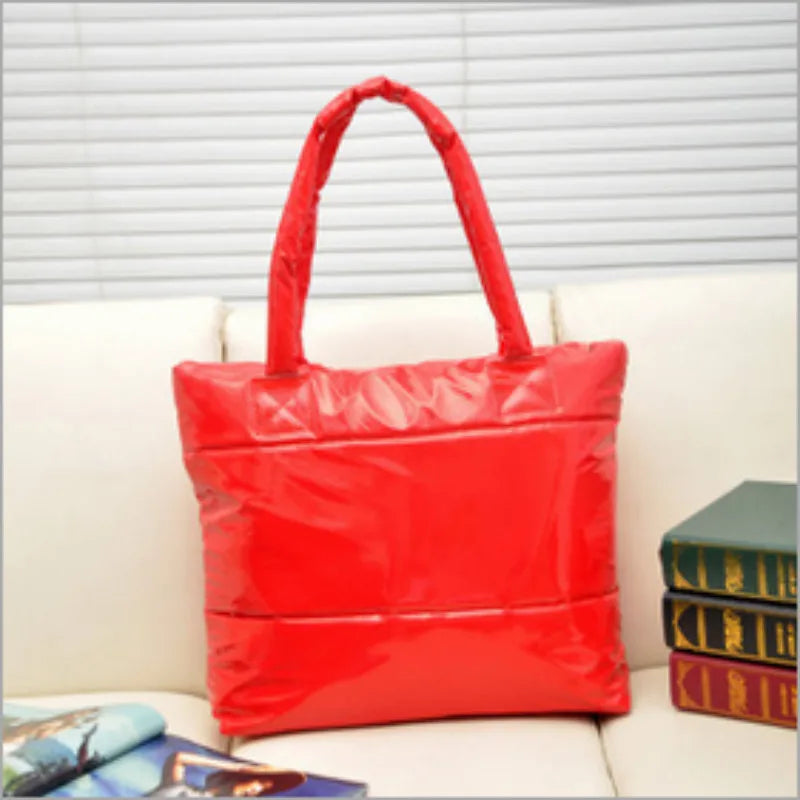 Women Space Pad Cotton Feather Down Bucket Handbag