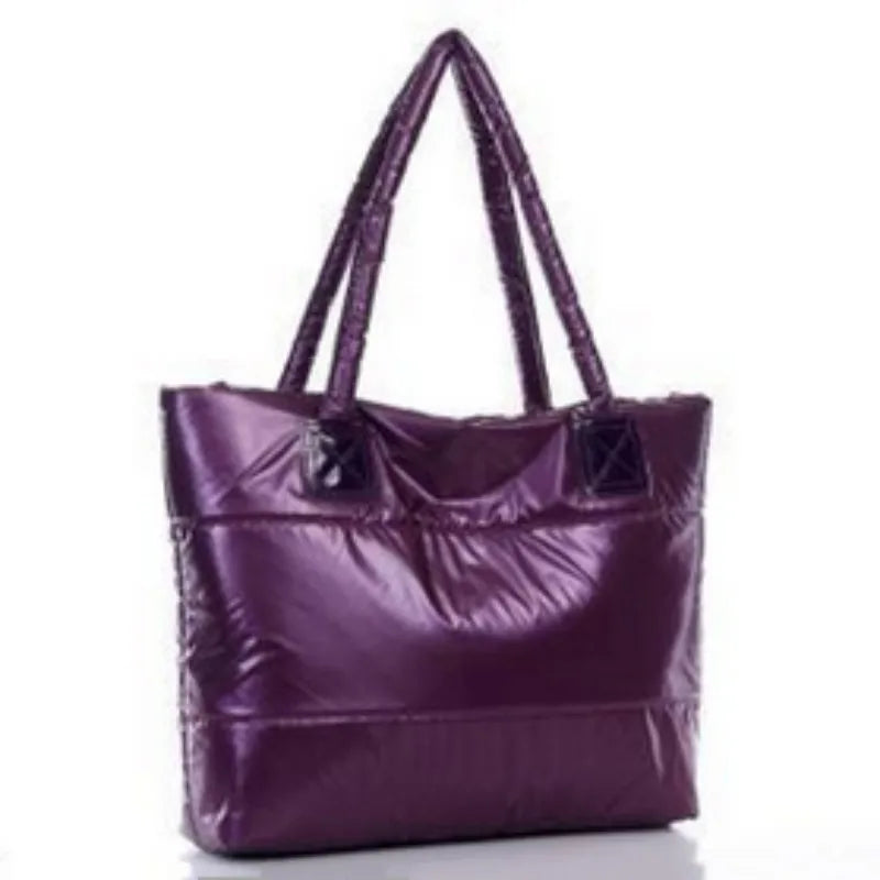 Women Space Pad Cotton Feather Down Bucket Handbag