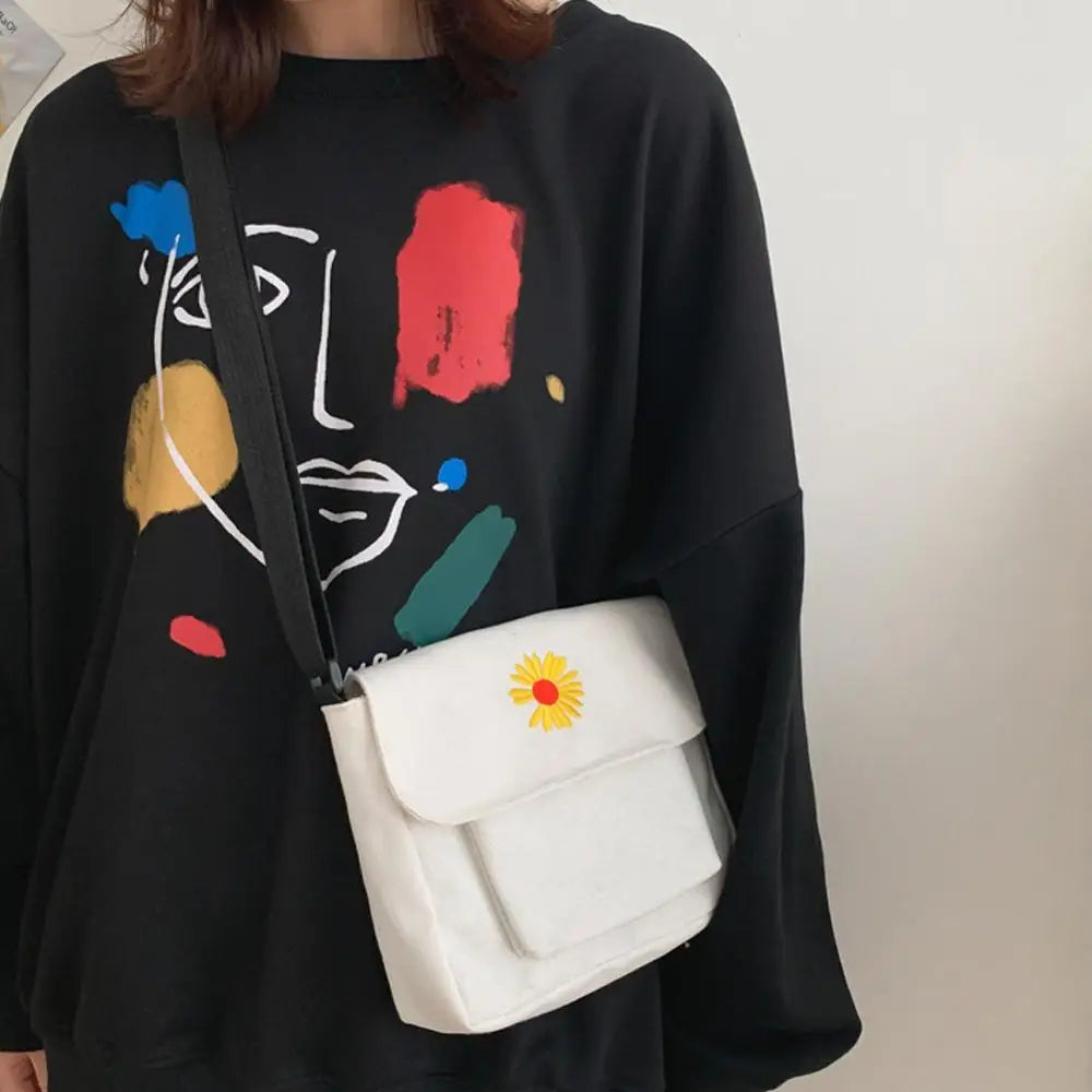 Daisy Small Cotton Bucket Pouch Mini Handbag