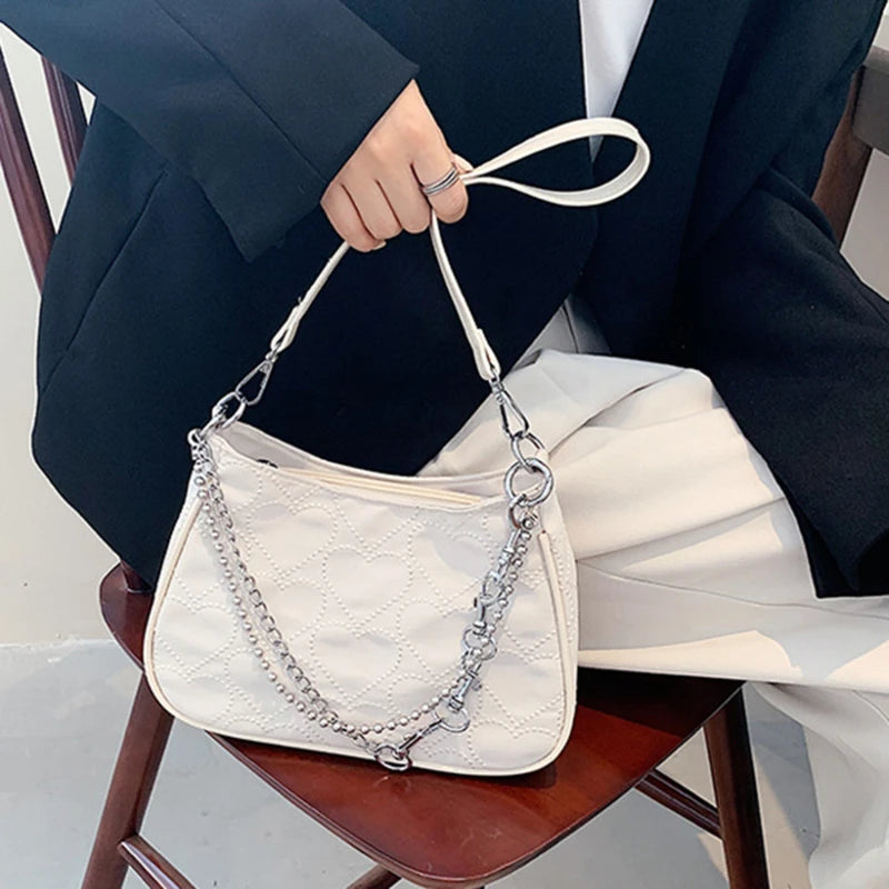 Heart Shape Embroidered Gothic Shoulder Bag