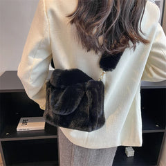 Plush Shoulder Bags for Women with Personality Strap