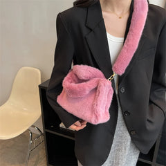 Plush Shoulder Bags for Women with Personality Strap
