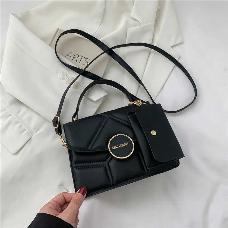 Women's Shoulder Bags Mini Square Splicing Purse Portable Messenger Bags