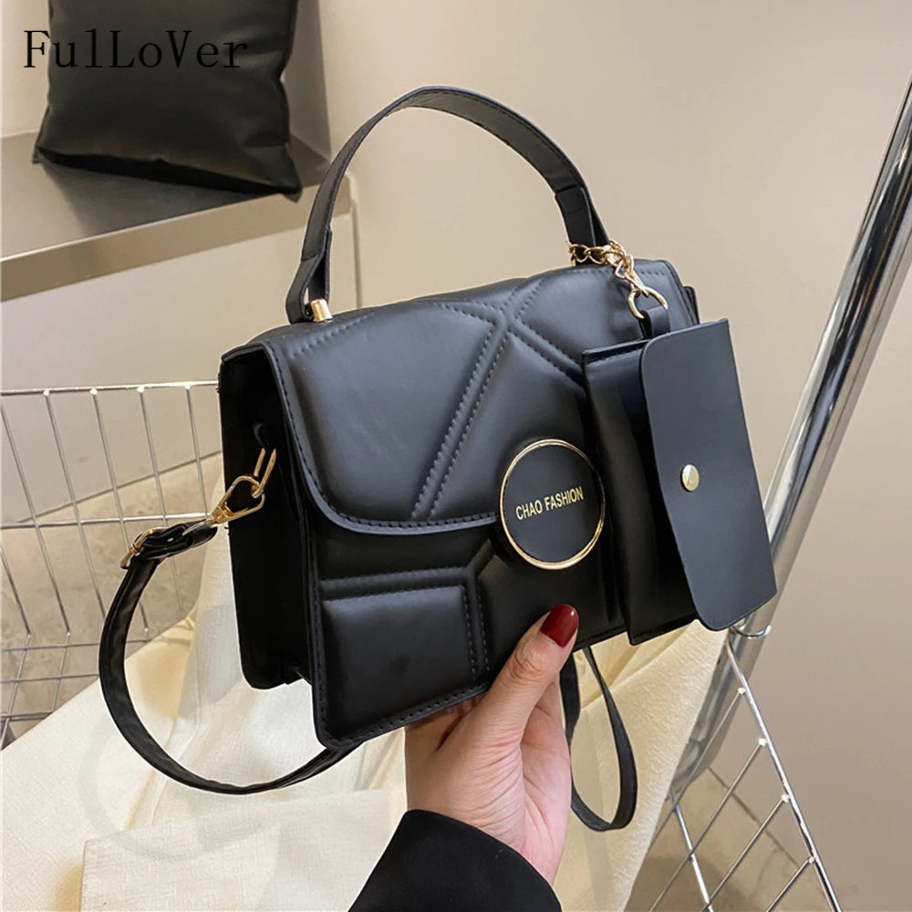 Women's Shoulder Bags Mini Square Splicing Purse Portable Messenger Bags