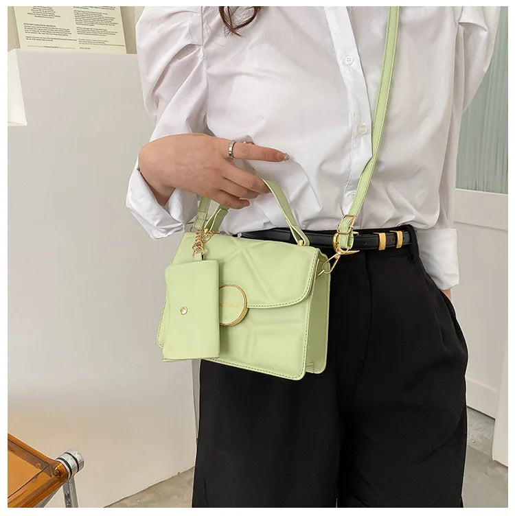 Women's Shoulder Bags Mini Square Splicing Purse Portable Messenger Bags