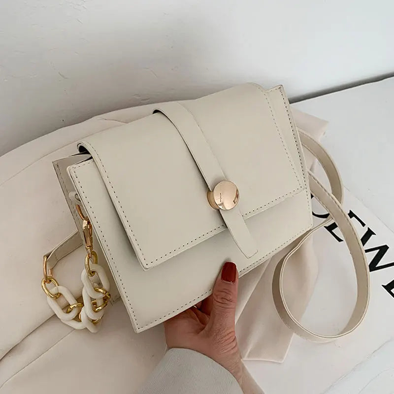 Soft Leather Shoulder Bag Crossbody Square Purse