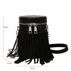 Diamond Studded Leather Shoulder Bag Crossbody Bag Tassel Ladies Messenger Bag