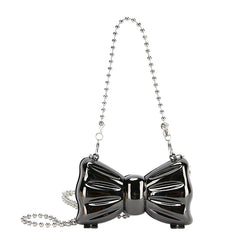 Metal Clutches Bow Shape Mini Evening Purse Silver Bags