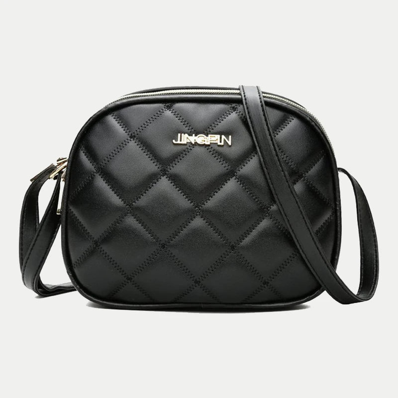 Plaid PU Leather Crossbody Shoulder Bag Zipper Messenger Purse
