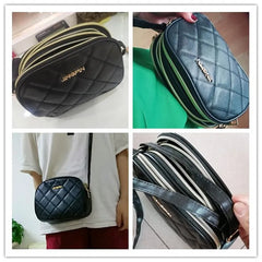 Plaid PU Leather Crossbody Shoulder Bag Zipper Messenger Purse