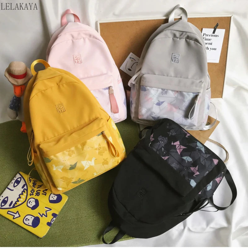 Harajuku Girl Book School Bags Waterproof Nylon Backpack