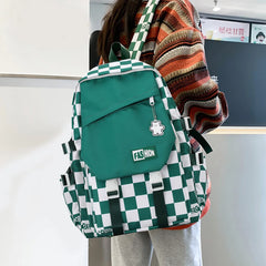 Harajuku Style Backpack Large Capacity Girl Rucksack Plaid Checkerboard Student
