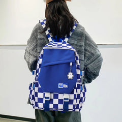 Harajuku Style Backpack Large Capacity Girl Rucksack Plaid Checkerboard Student