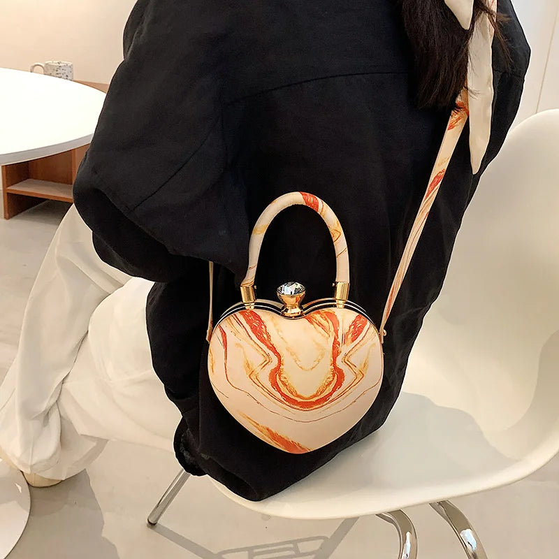 Heart Bag Women Leather Handbags Punk Jelly Purse Bag Gothic Chain