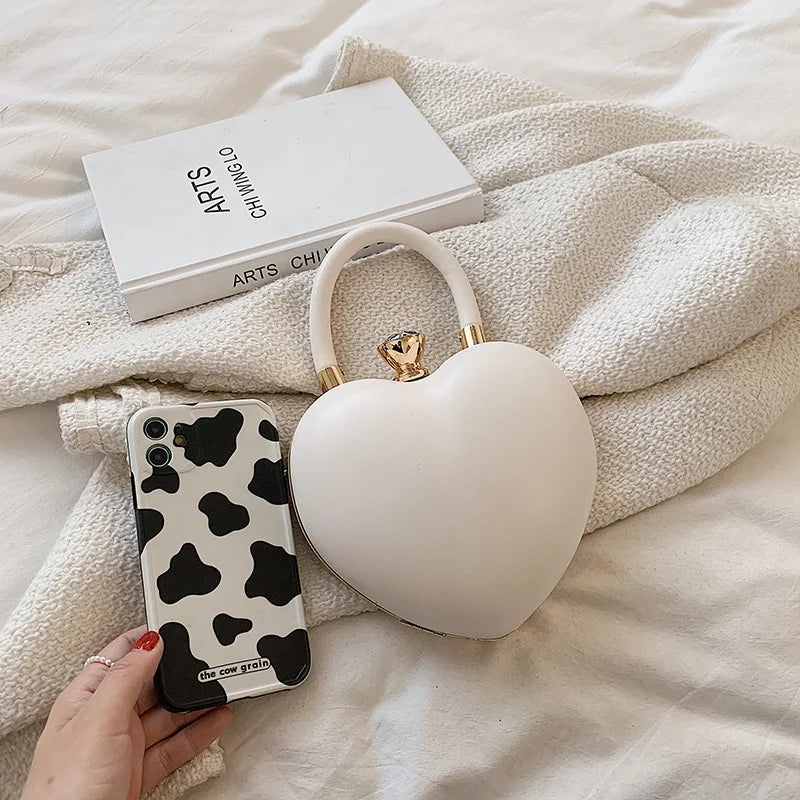 Heart Bag Women Leather Handbags Punk Jelly Purse Bag Gothic Chain
