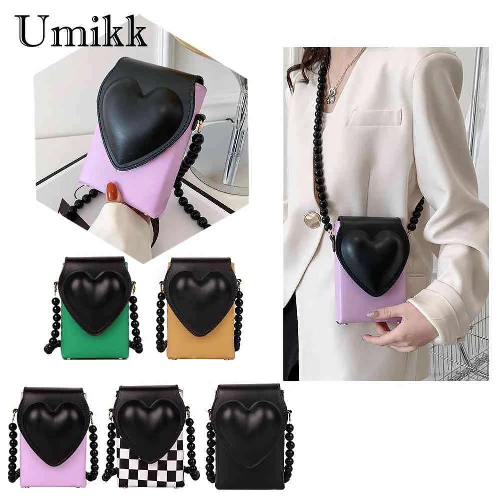 Heart Flap Shoulder Bag Leather Handbag for Woman