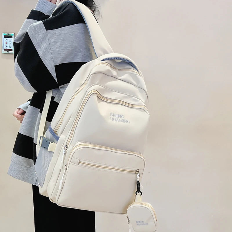 High Capacity Nylon College Set Backpack Men Women