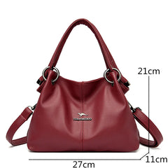 High Solid Leather Women's Handbags Large Capacity Messenger Bags Ladies Casual
